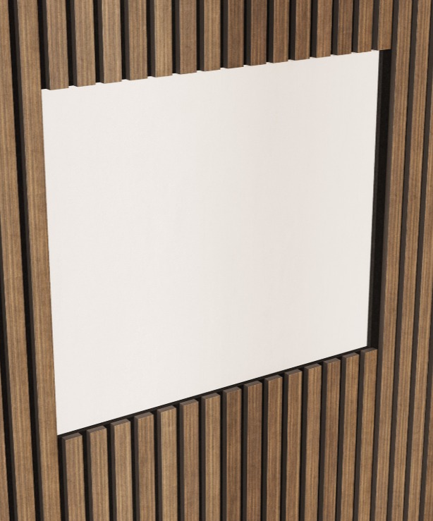 Акустическая панель, черный войлок, 2750х600х21мм, рейки МДФ, шпон дуб маррон коричневый